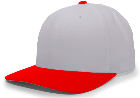 Pacific Headwear Pro-Wool Hook-And-Loop Adjustable Cap (705W), Color 'SilverRed'